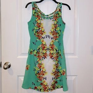 Band of Gypsies Cross Front Floral Print Sheath Dress | Size Small